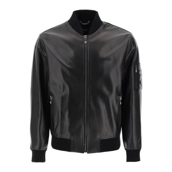 Fishing Jackets for Water Activity -Versace leather bomber jacket