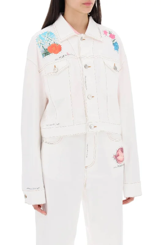 Green Jackets for Nature -"cropped denim jacket with flower patches and embroidery"