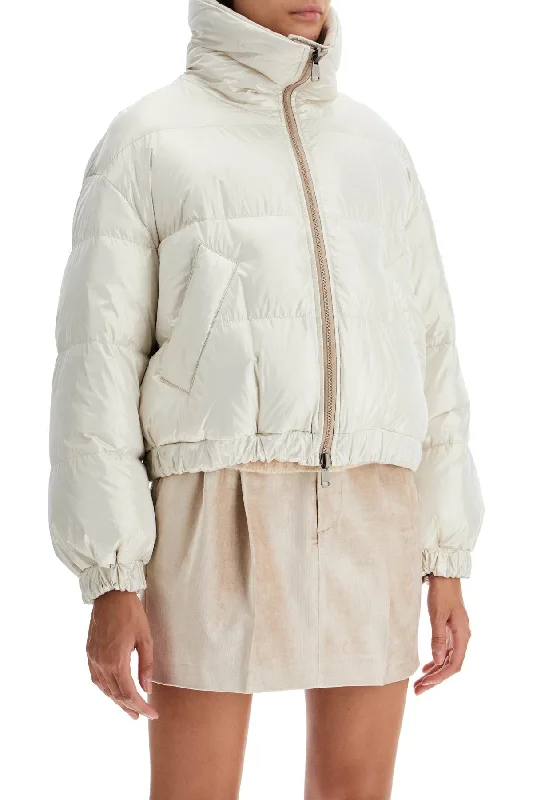 Beige Jackets for Neutral -sparkling canvas down jacket with mon