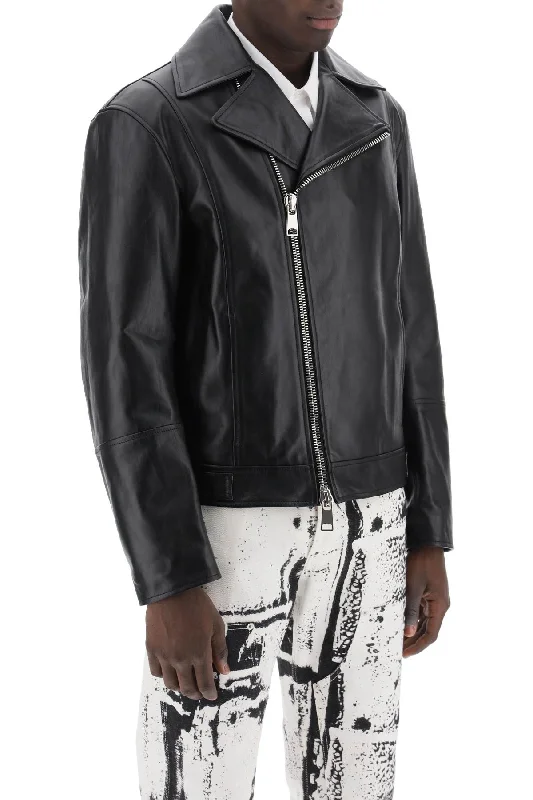 Brown Jackets for Earthy -Alexander mcqueen nappa biker jacket