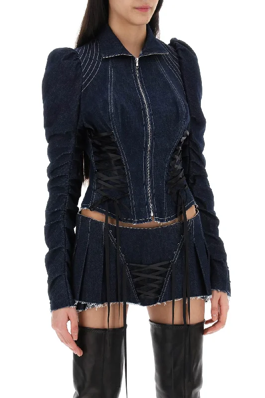 Gym Jackets for Workout -Dilara findikoglu denim jacket with corset detailing