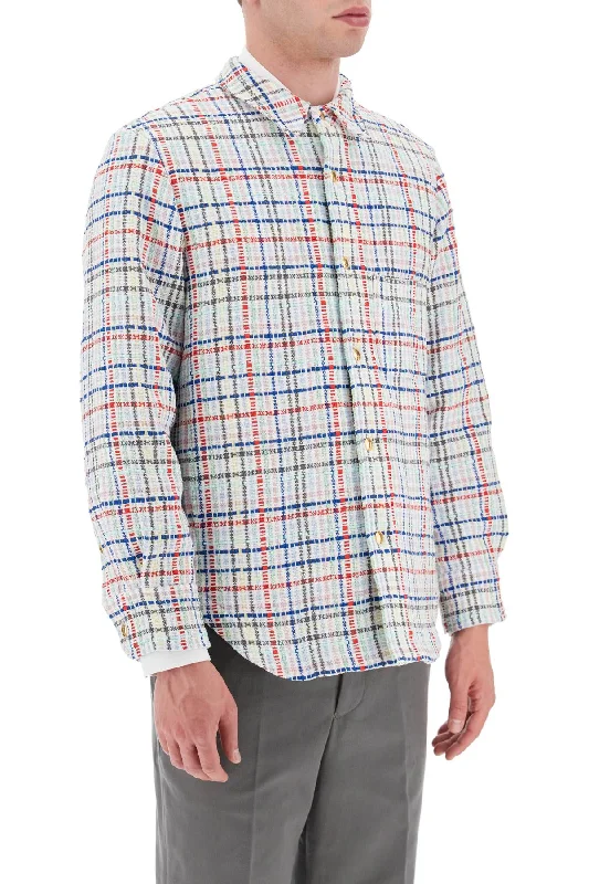 University Jackets for Academics -multicolor gingham tweed shirt jacket