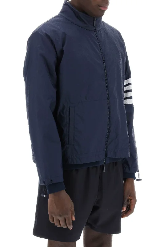 Padded Jackets for Extra Warmth -Thom browne 4-bar ripstop windbreaker jacket