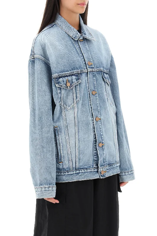 Bomber Jackets for Trendy Style -Balenciaga bb spray paint denim jacket