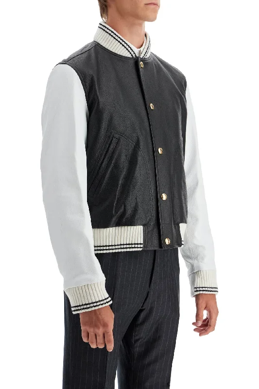 Printed Jackets with Patterns -leather varsity bomber jacket