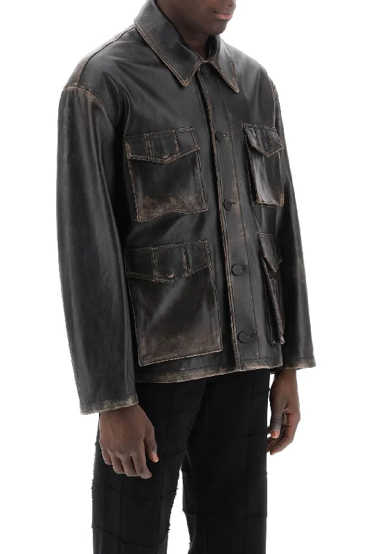 School Jackets for Uniform -leone aviator jacket in lived-in-effect leather