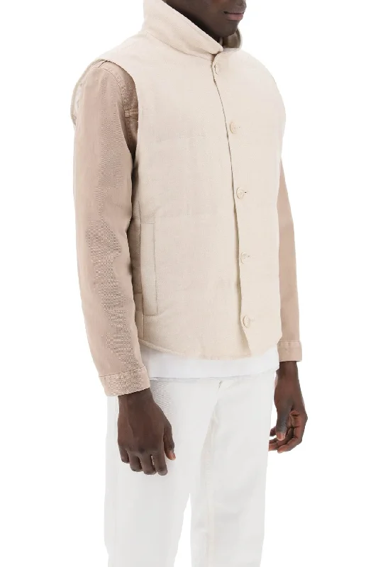 Office Jackets for Professional -Brunello cucinelli sleeveless down jacket in linen,