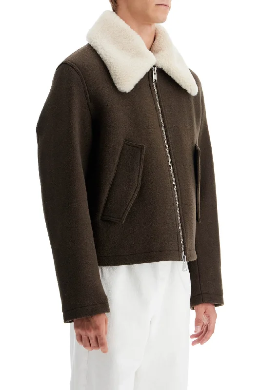 Sportswear Jackets for Athletic Use -boxy shearling jacket with collar