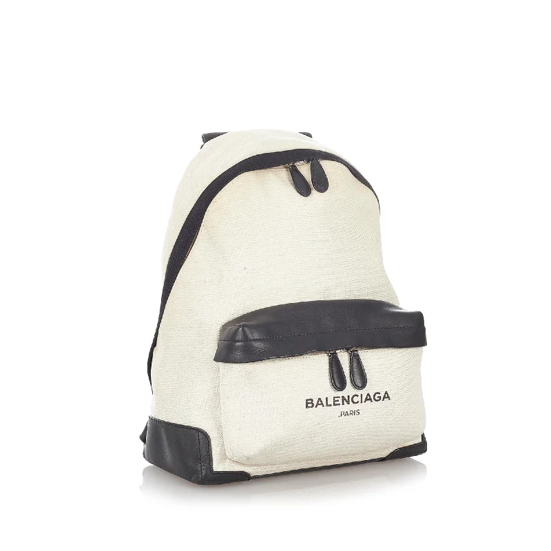 Durable polyester backpack for all-weather reliability -Balenciaga Navy Canvas Backpack (SHG-27019)