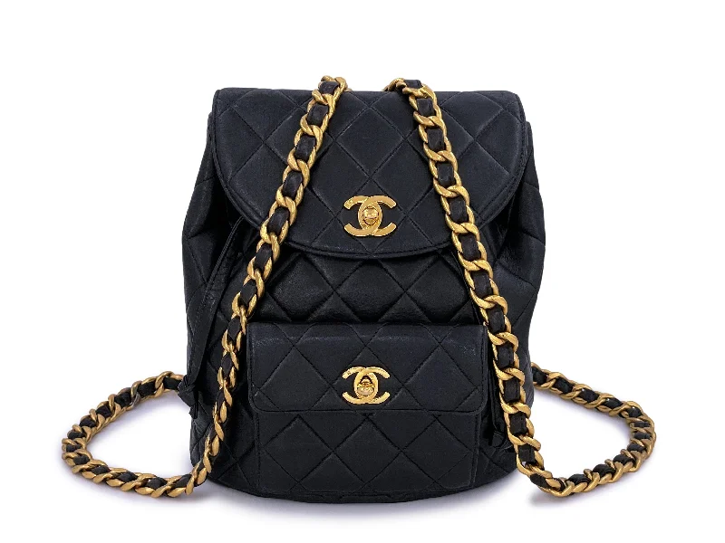 Fashion-forward backpack for bold street style -Chanel Vintage Black Duma Classic Backpack Bag 24k GHW Lambskin