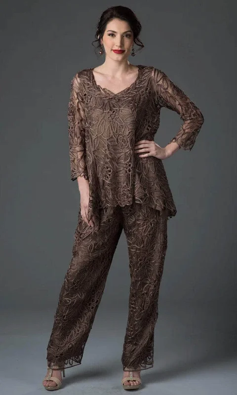 Plus size dresses in soft fabrics feel cozy -Soulmates C8057 - Babydoll Tunic Top Pants Set