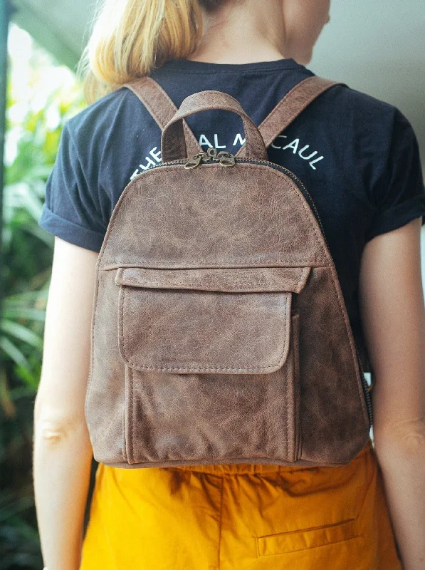 Roll-top backpack for versatile waterproof protection -The Joan Backpack - Cowhide