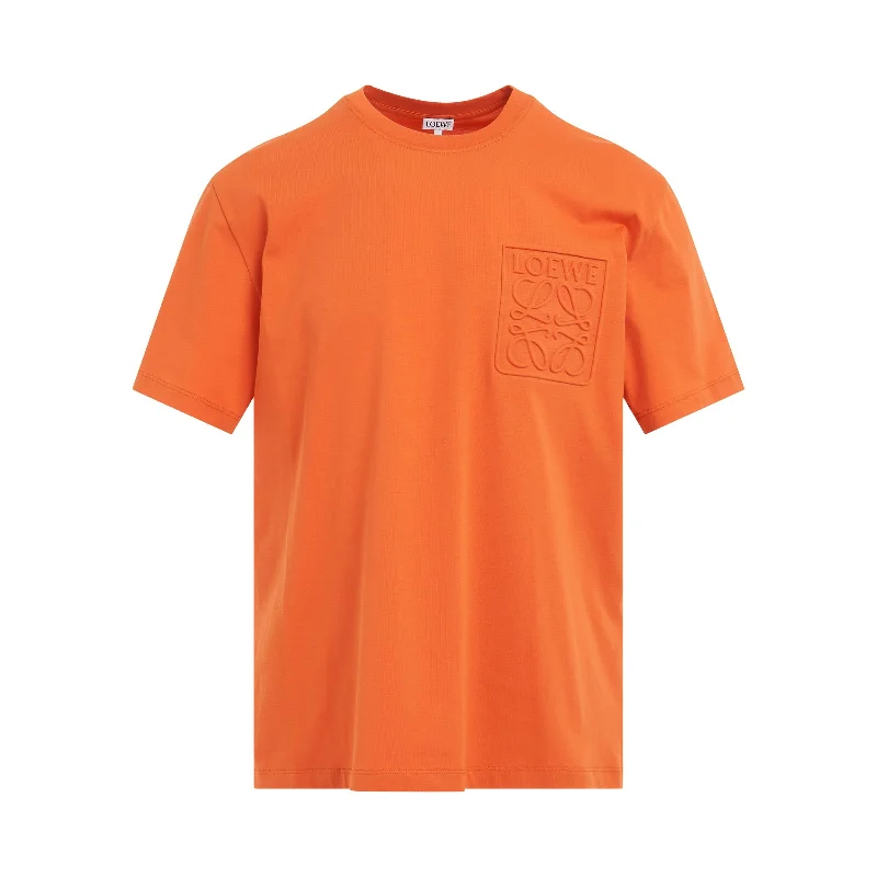 Breathable backpack for long-distance walking comfort -Debossed Anagram T-Shirt in Orange