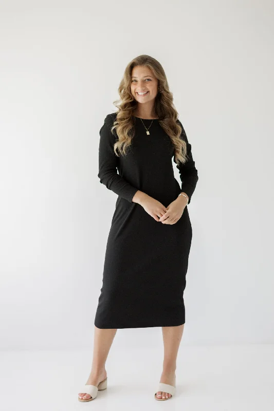 Plus size dresses featuring ombre effects look artsy -'Constance' Bamboo Blend Ribbed Long Sleeve Midi Dress