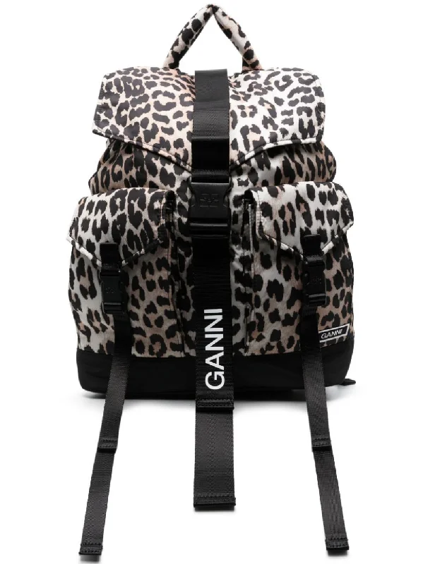 Sports gym backpack with shoe storage compartment -ANIMAL PRINT NYLON BACKPACK