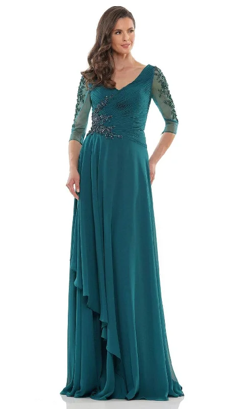 Plus size dresses featuring maxi lengths flow gracefully -Marsoni by Colors - MV1135 Fitted A-Line Evening Dress