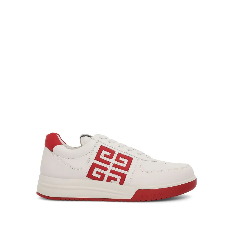 Reinforced bottom backpack for heavy load durability -G4 Low Sneakers with 4G Logo in White/Red