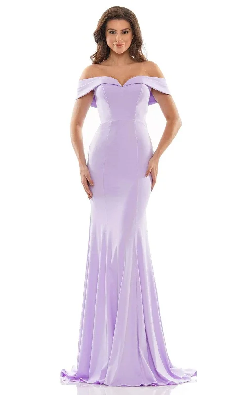 Plus size dresses featuring chiffon layers feel airy -Colors Dress - 2692 Off Shoulder Mermaid Gown