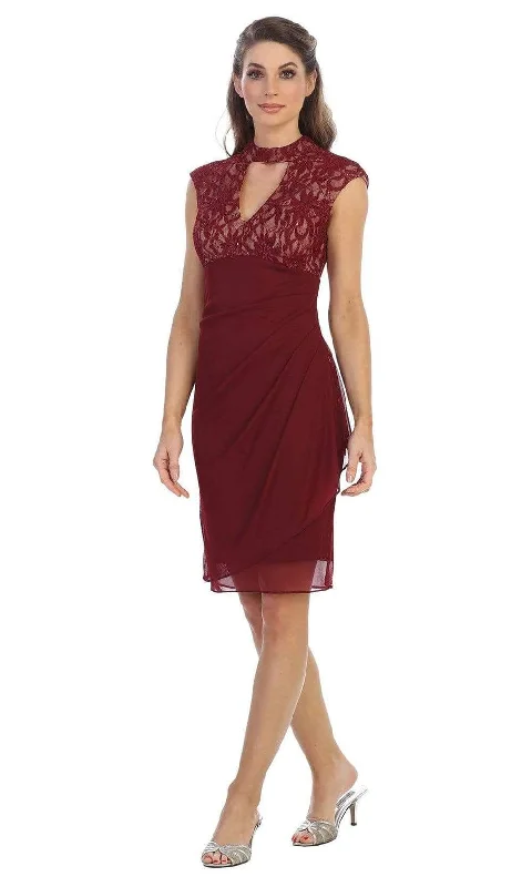 Plus size dresses featuring earthy tones are grounding -Shail K - 1097 Cutout Bodice Draped Sheath Dress