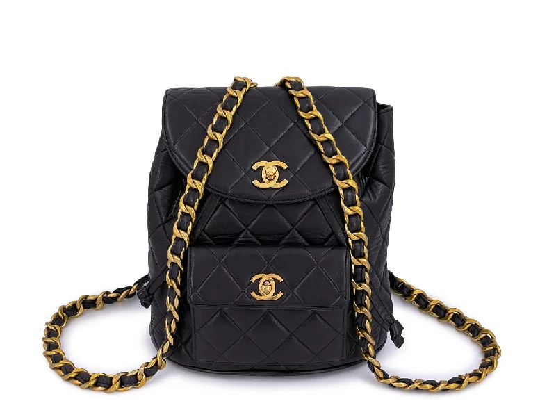 Stylish leather backpack for urban daily commuting -Chanel Vintage Black Classic Duma Backpack Bag 24k GHW Lambskin