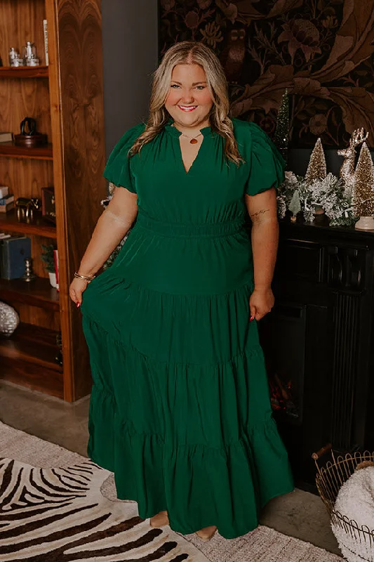 Plus size dresses with strong stitching last years -Simply Sweet Maxi Dress in Hunter Green Curves