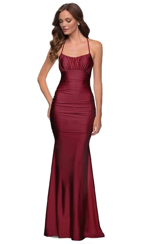 Plus size dresses with lightweight knits feel breezy -La Femme - 29873 Open Back Jersey Modest Prom Gown