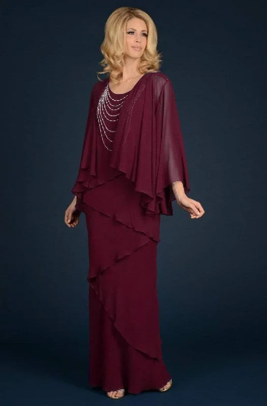 Chic plus size dresses for evenings drape perfectly -Alexander by Daymor Jewel Garland Draped Evening Dress 702 - 1 pc Cranberry In Size 22 Available