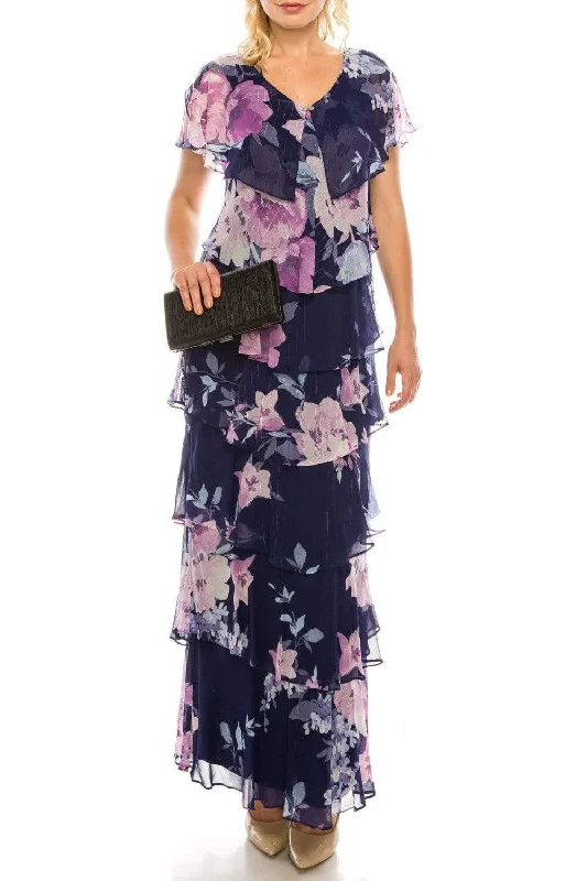 Plus size dresses for festive events shine loud -SLNY - 9171432 Floral Print V-neck Sheath Dress