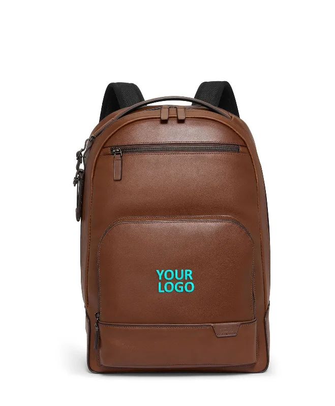 Anti-theft backpack with hidden zipper security -Tumi Warren Custom Backpacks, Brown