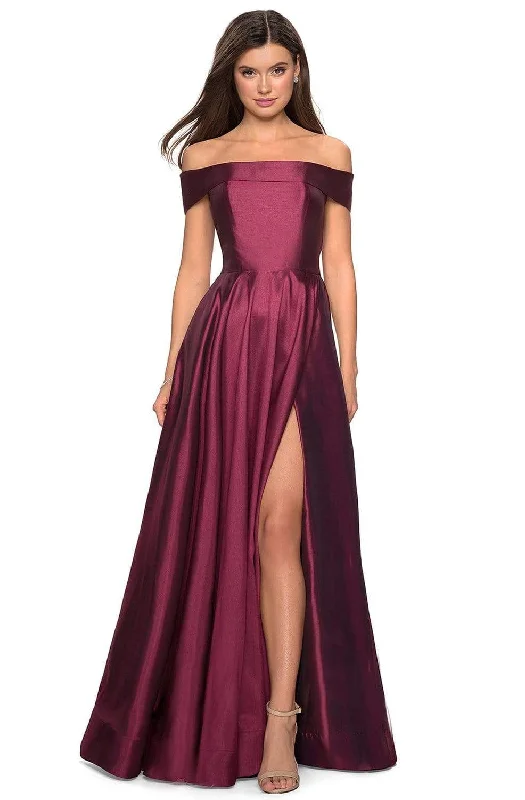 Plus size dresses with strong stitching last years -La Femme - 27005 Off Shoulder High Slit Prom Dress