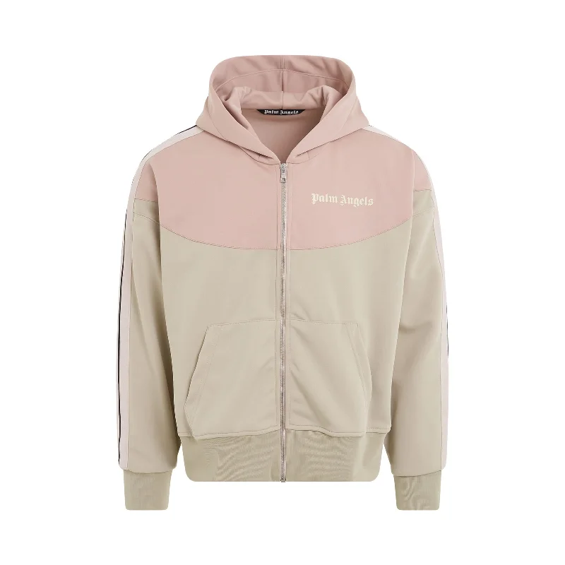 Valentine's Day Jackets for Romantic -Two Tone Hoodie Track Jacket in Beige/Rose Dust