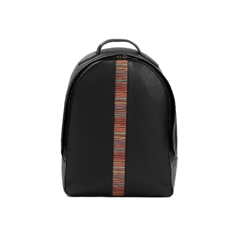 Reinforced bottom backpack for heavy load durability -SINGATURE STRIPE BACKPACK