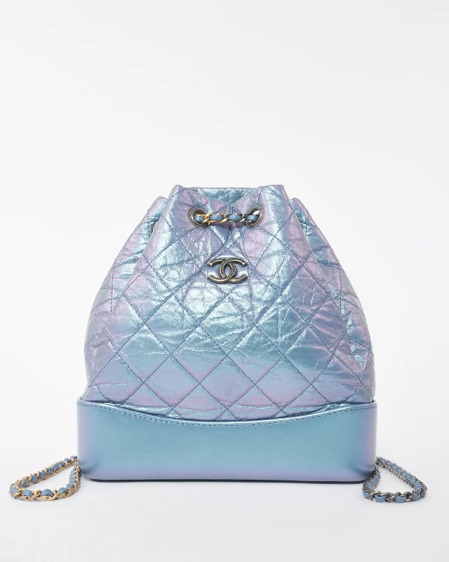 Designer leather backpack for upscale travel flair -Chanel Light Purple Quilted Lambskin Iridescent Gabrielle Backpack