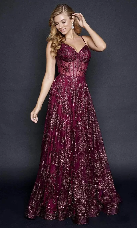 Plus size dresses with fitted bodices shape beautifully -Nina Canacci - 1525 Sleeveless Corset Evening Gown - 1 pc Raspberry in Size 12 Available