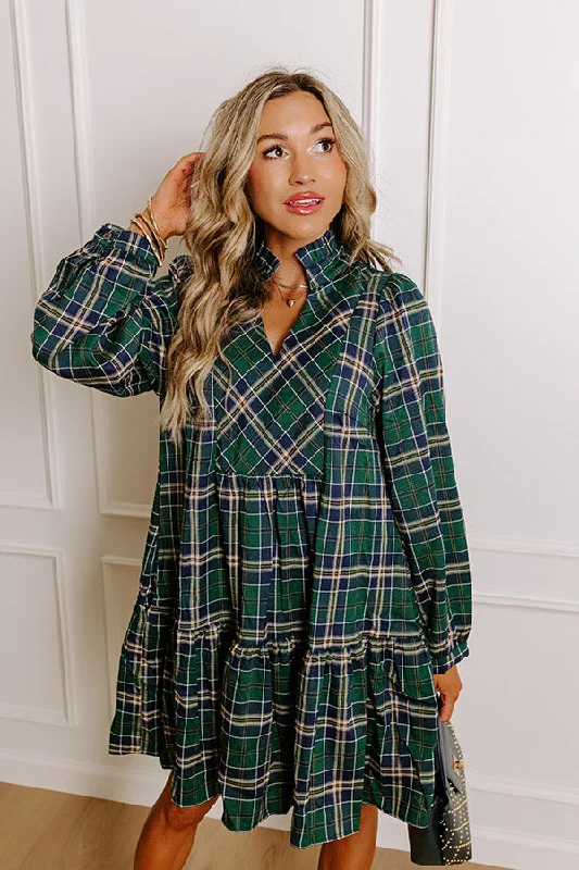 Plus size dresses featuring lace details feel romantic -Apple Picking Pretty Plaid Mini Dress