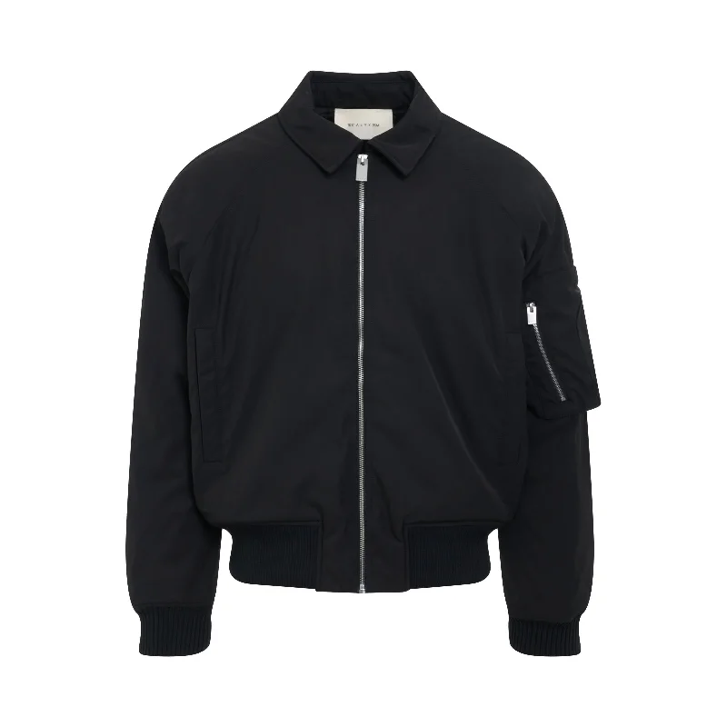 Down Jackets for Cold Protection -Arch Logo Bomber Jacket in Black