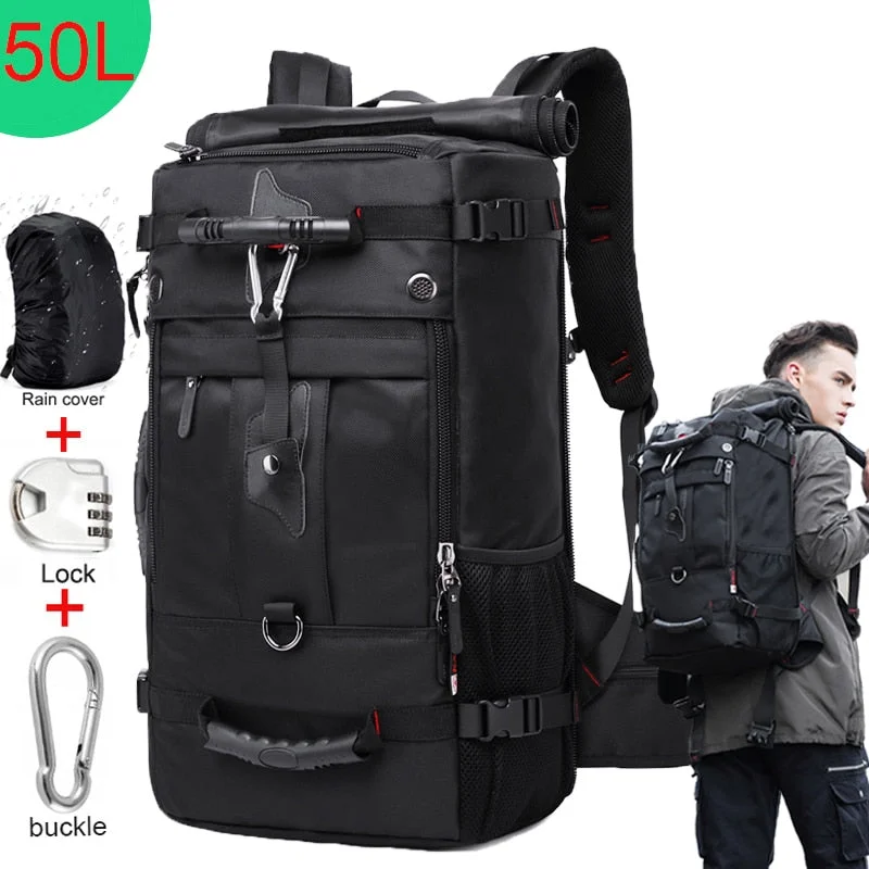 Urban travel backpack with smart organizer pockets -KAKA 50L Waterproof Travel Backpack Men Women Multifunction 17.3 Laptop Backpacks Male outdoor Luggage Bag mochilas Best quality