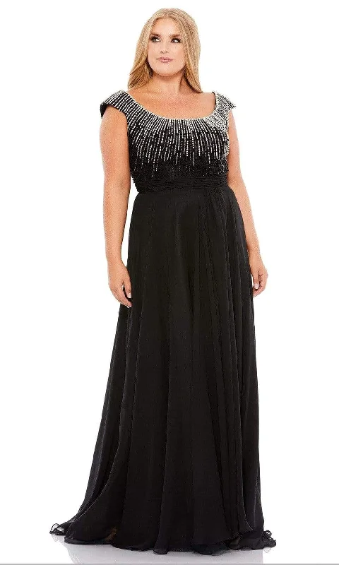 Plus size dresses for summer keep you cool -Mac Duggal - 67735 Bead Embellished Scoop Evening Dress