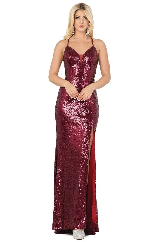 Plus size dresses for every mood adapt well -Dancing Queen - 4056 Sequined Deep V-neck Sheath Dress