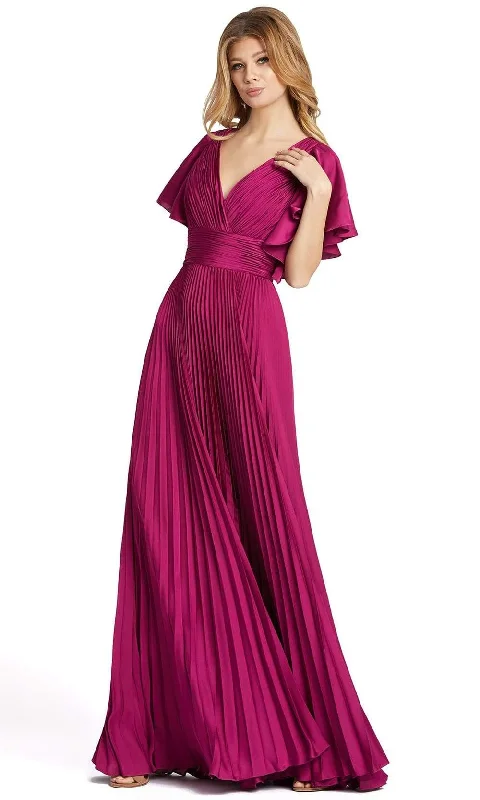 Plus size dresses with lightweight knits feel breezy -Ieena Duggal - 49184 V Neck Pleated A-Line Dress