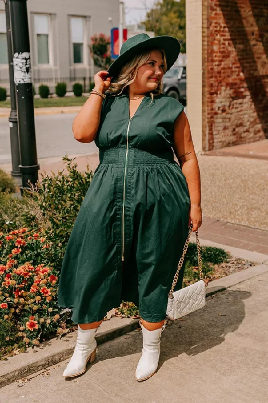 Comfortable plus size dresses for daily wear feel great -Chic Ensemble Midi in Hunter Green Curves