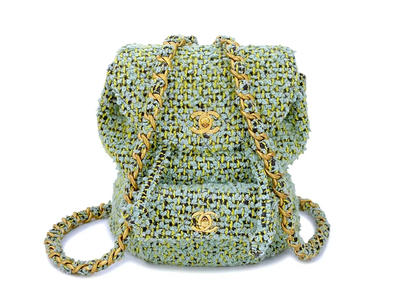 High-visibility backpack for cycling commute safety -Chanel Vintage Tweed Duma Backpack Bag 1994 Green W6Q