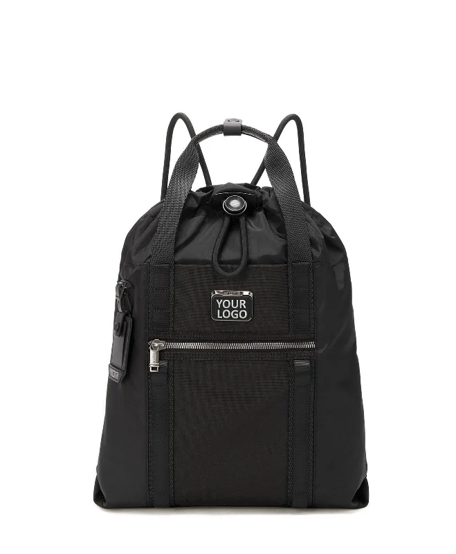 Heavy-duty work backpack for construction site tools -Tumi Transport Drawstring, Black