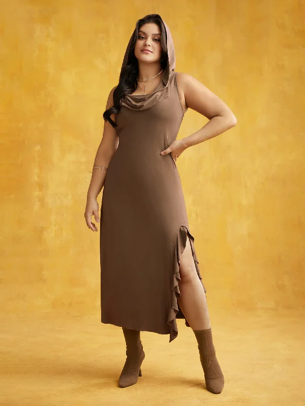 Plus size dresses with empire waists cinch nicely -Timeless Hooded Slim-Fit Midi Dress