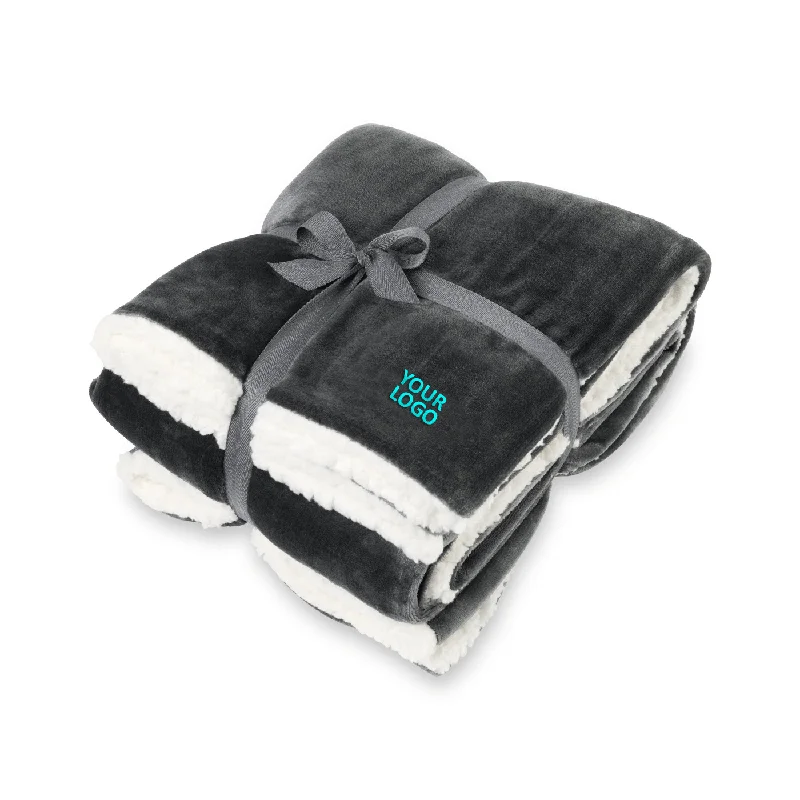 Lightweight foldable backpack for emergency backup use -Mink Sherpa Custom Blankets, Charcoal