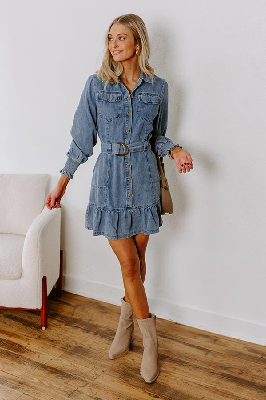 Plus size dresses with classic designs never fade -Cappuccino Please Denim Mini Dress