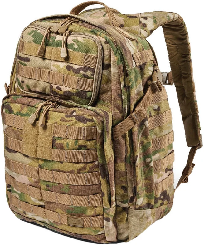 Anti-theft backpack with hidden zipper security -5.11 Tactical Rush24 2.0 Tan & Green Camo 37 Liter Capacity Survival Backpack 56564169