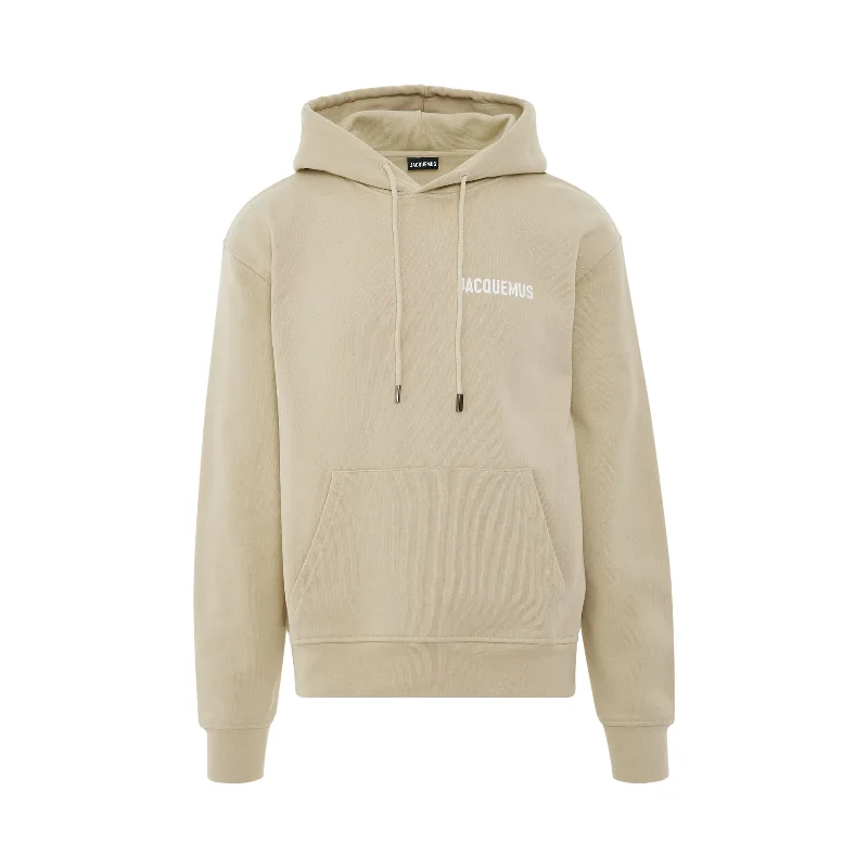 Lightweight hiking backpack for long mountain trails -Jacquemus Logo Hoodie in Light Beige