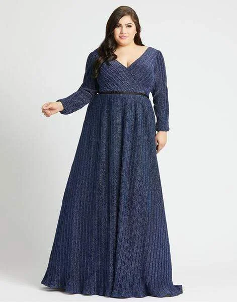 Plus size dresses for casual Fridays stay relaxed -Mac Duggal Fabulouss - 48892F Long Sleeves Glittered A-line Gown