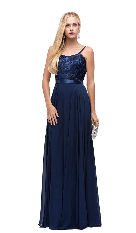 Comfortable plus size dresses for daily wear feel great -Dancing Queen - 9914 Embroidered Scoop A Line Evening Dress